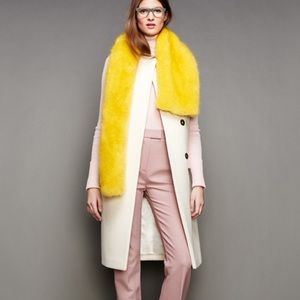 J. Crew Collection yellow faux fur scarf